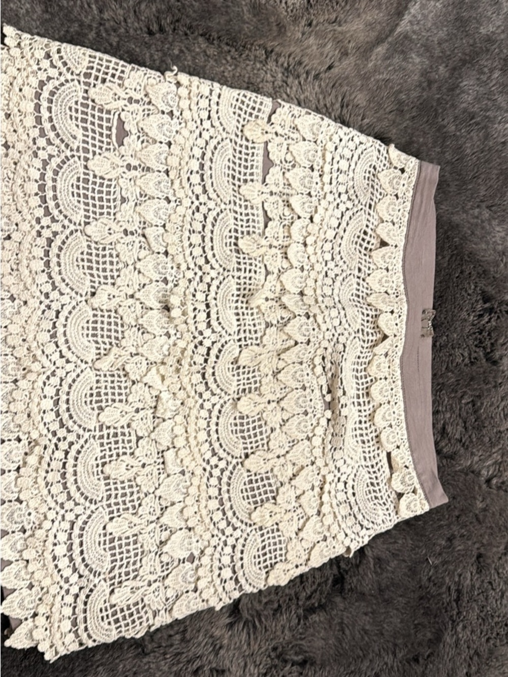 LUSH Cream Crochet Lace mini Skirt